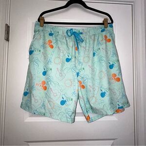 Disney Mickey Minnie Aloha Tropical Print Swim Trunk Board Shorts Swimsuit